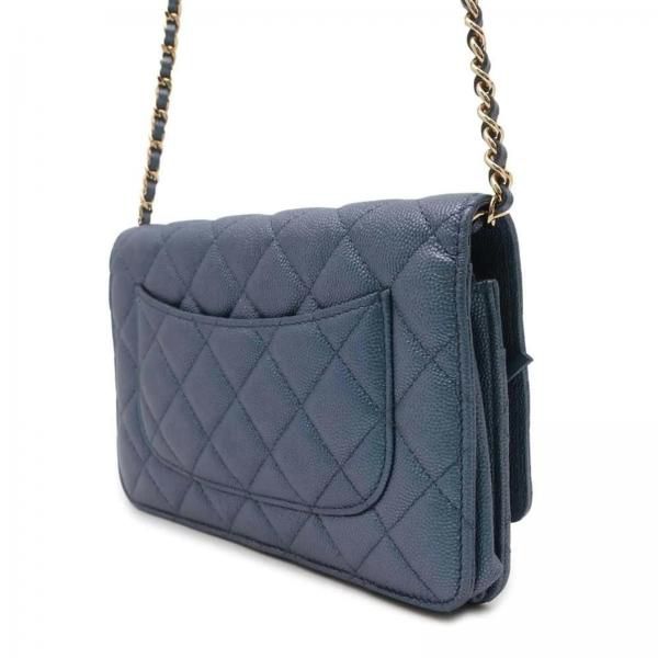 Bolsa Chanel Caviar Wallet on Chain Azul