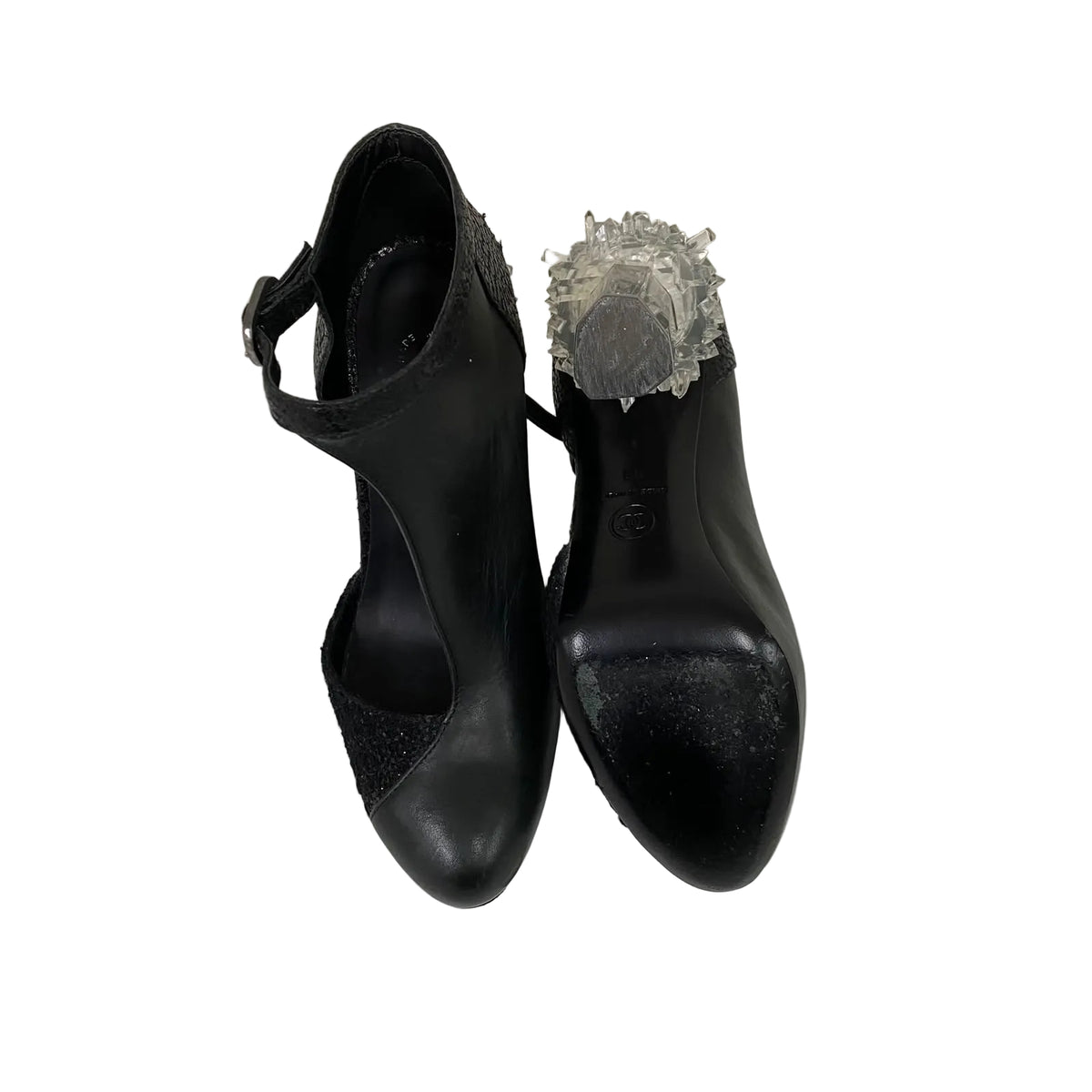 Salto Chanel Couro Detalhe Transparente Tam 34 BR