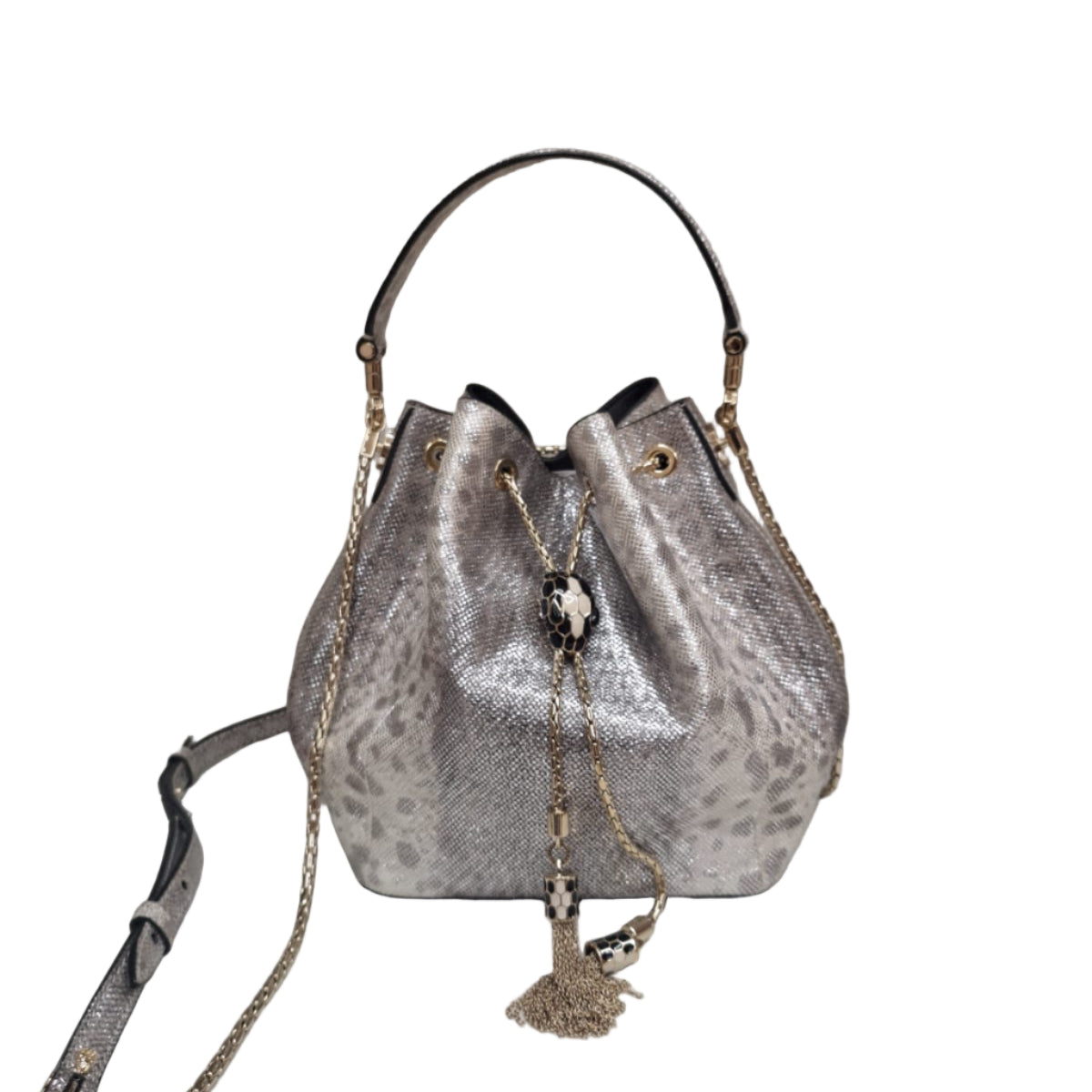 Bolsa Bvlgari Bucket Serpenti Forever Prata