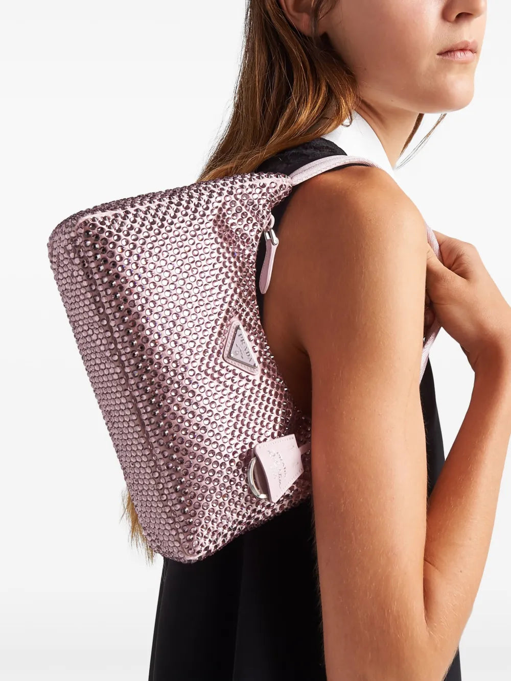 Bolsa Prada Re- Edition 2000 Com Cristais Rosa