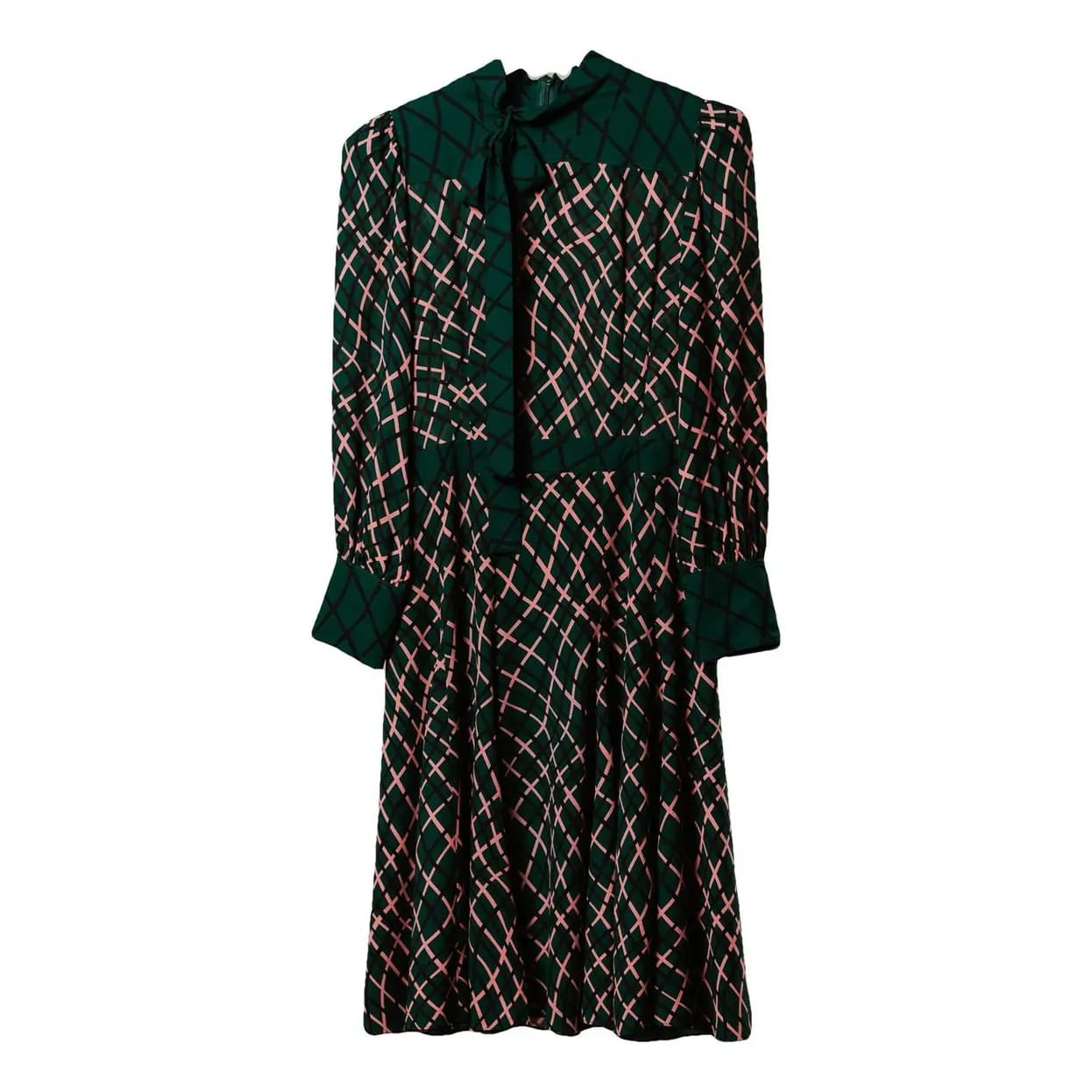 Vestido Gucci Xadrez Verde e Rosa Tam 40 Br