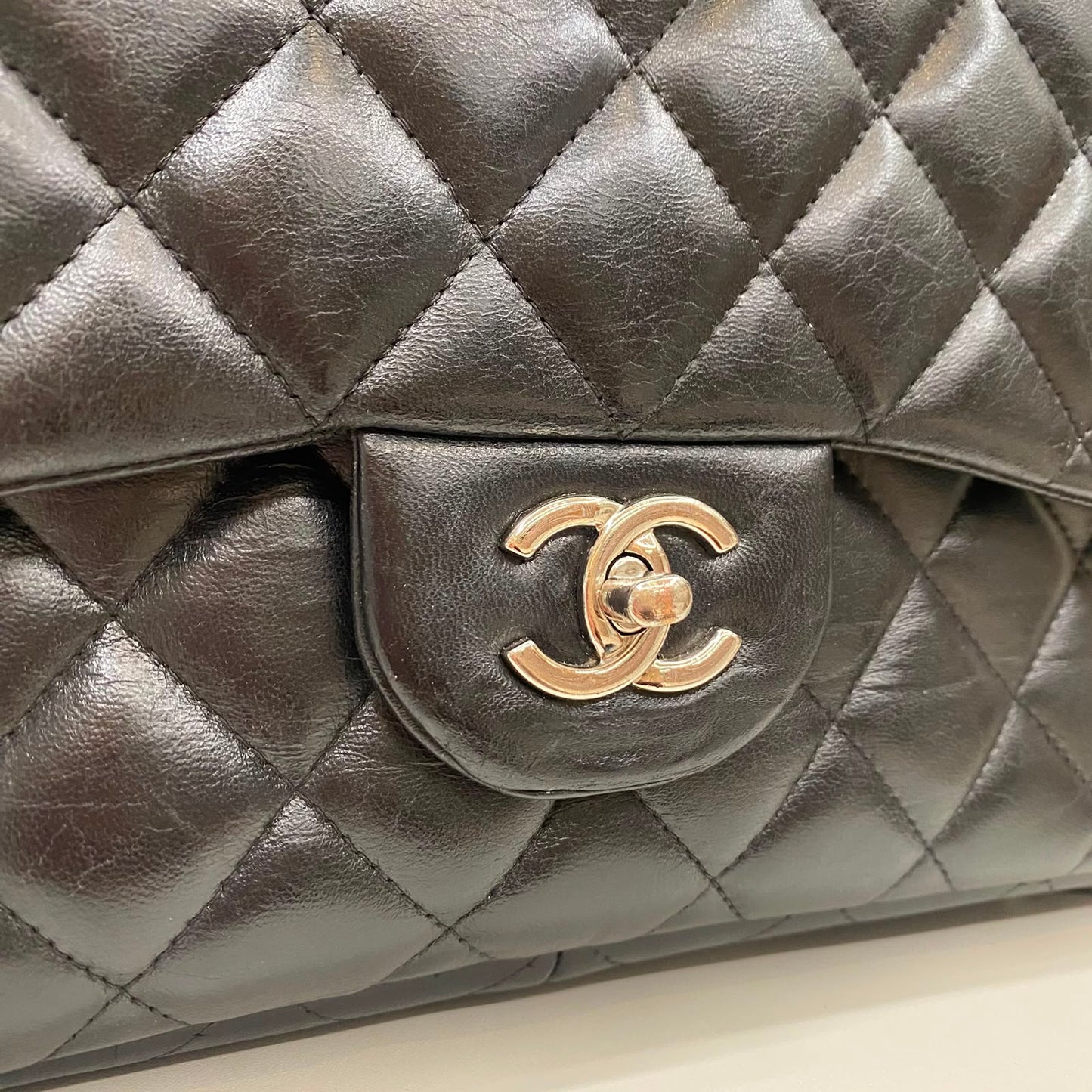 Bolsa Chanel Classic Jumbo Flap Preta Ferragem Prata