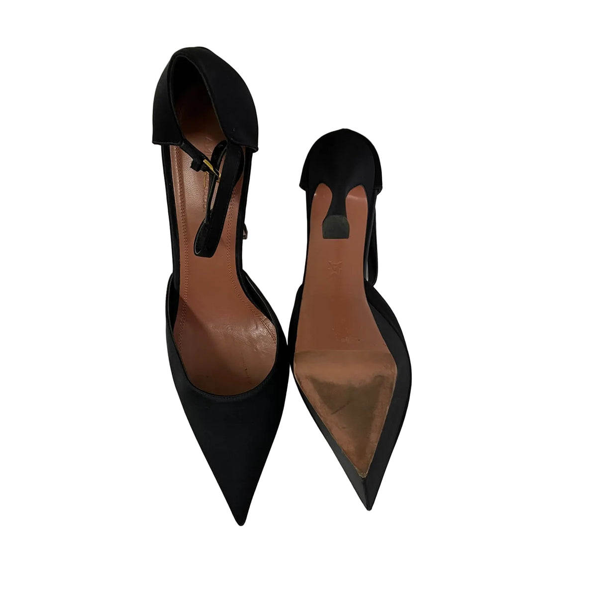 Salto Amina Muaddi Yigit Satin Platform Pump Preto Tam 39,5 BR