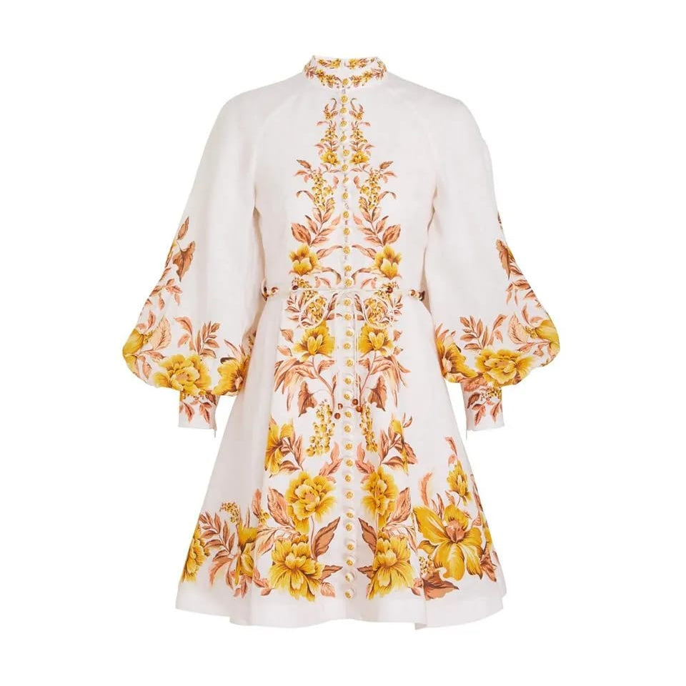 Vestido Zimmermann Estampa Amarelo e Laranja Tam 36 Br