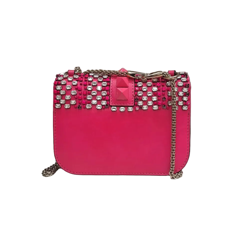 Bolsa Valentino Glamlock Rosa Pedraria