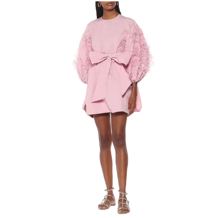 Vestido Valentino Rosa com Plumas Tam. 36 Br
