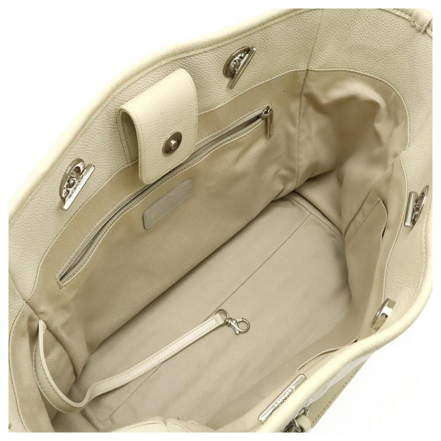 Bolsa Chanel Deauville Couro Off White Pequena