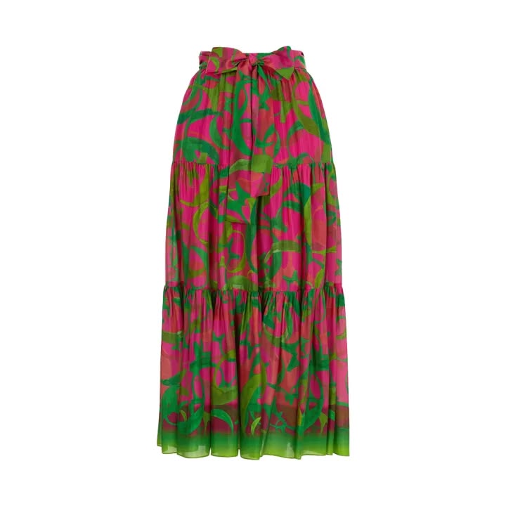 Saia Carolina Herrera Verde e Rosa Tam M BR