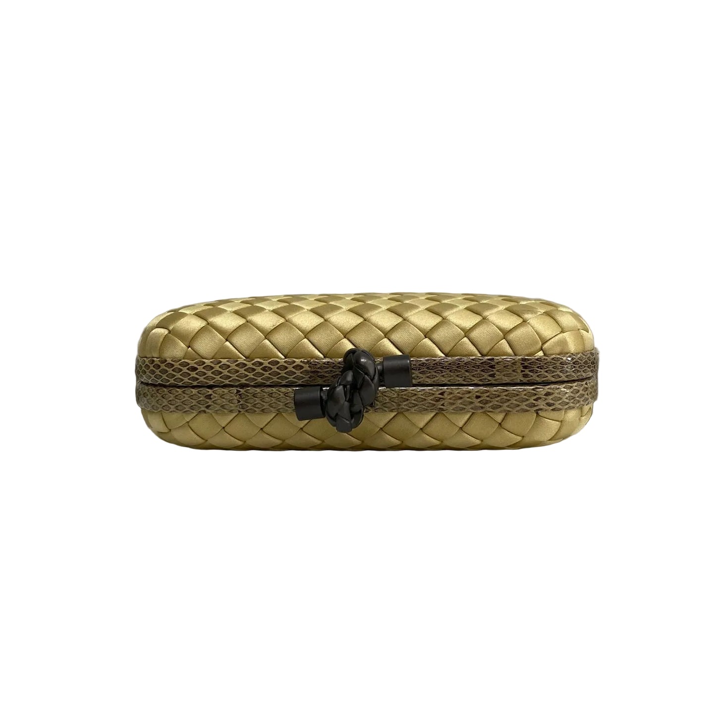 Clutch Bottega Veneta Intrecciato Dourada Croco