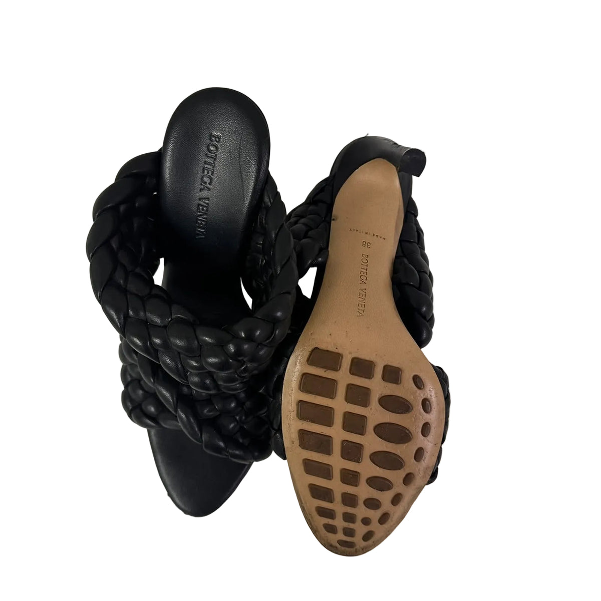 Sandália Bottega Veneta Intrecciato Acolchoado Preta Tam 36 BR