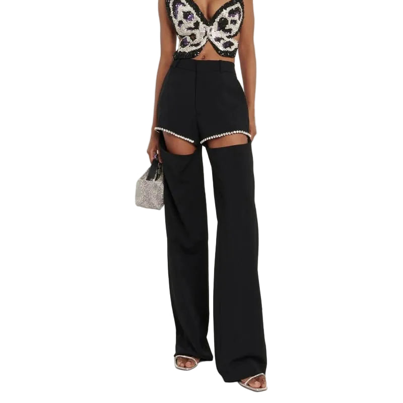 Calça Area Com Strass Preta Tam 36 Br