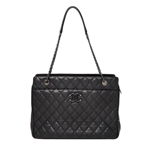 Bolsa Chanel Quilted Frame in Chain Tote Preta