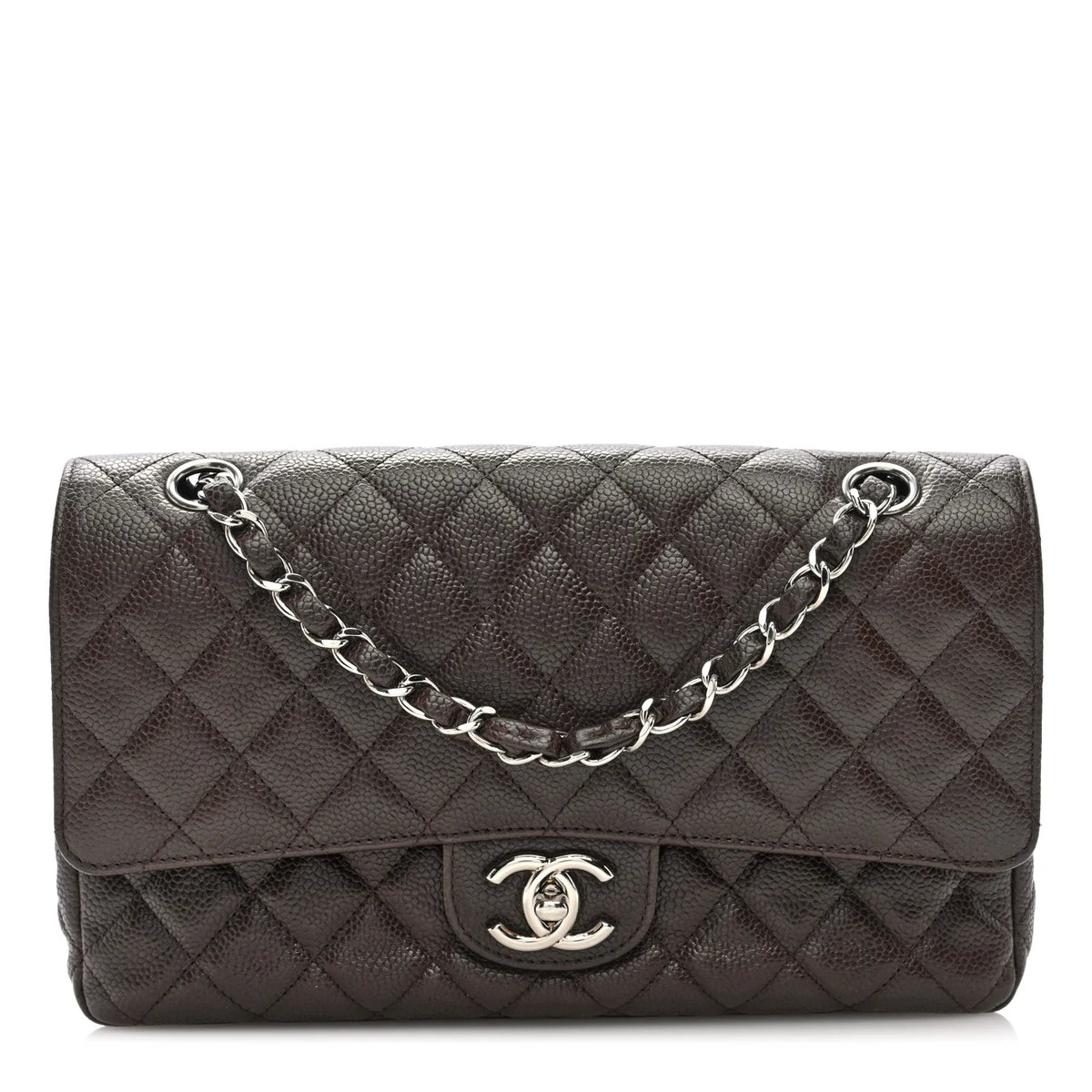 Bolsa Chanel Classic Flap Marrom Jumbo
