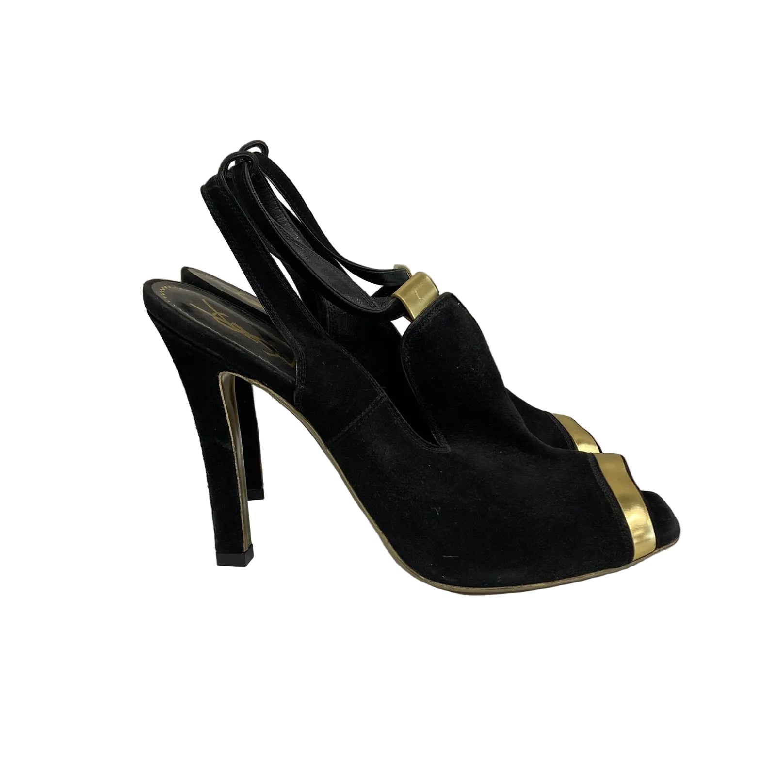 Design . Sandalia Saint Laurent Camurça Preto Tam 36,5 Br