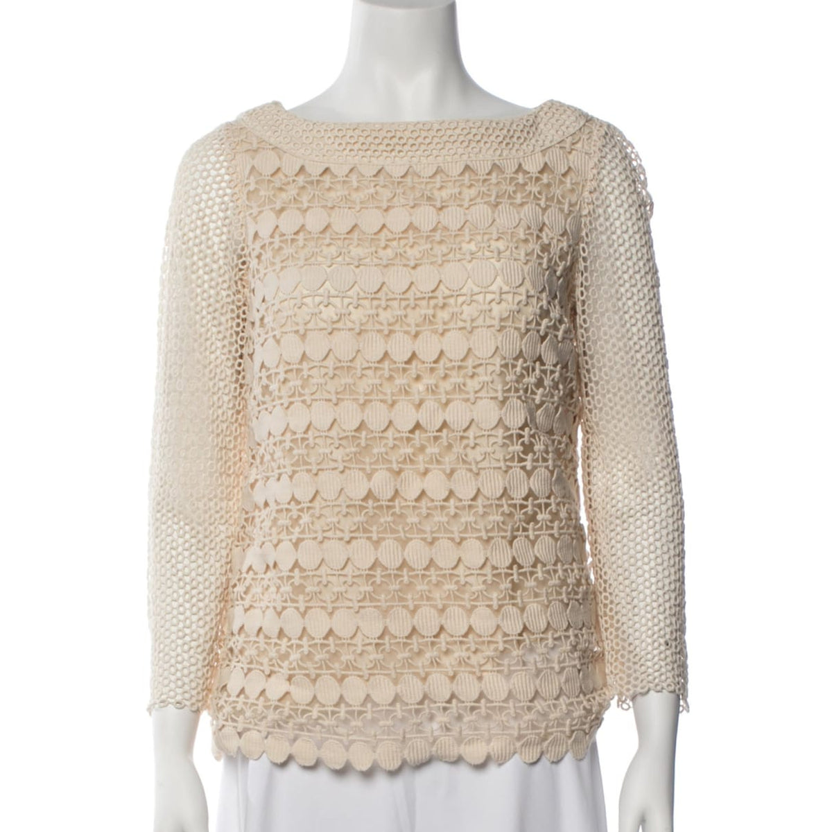 Blusa Tory Burch Bege Com Transparencia Tam M BR