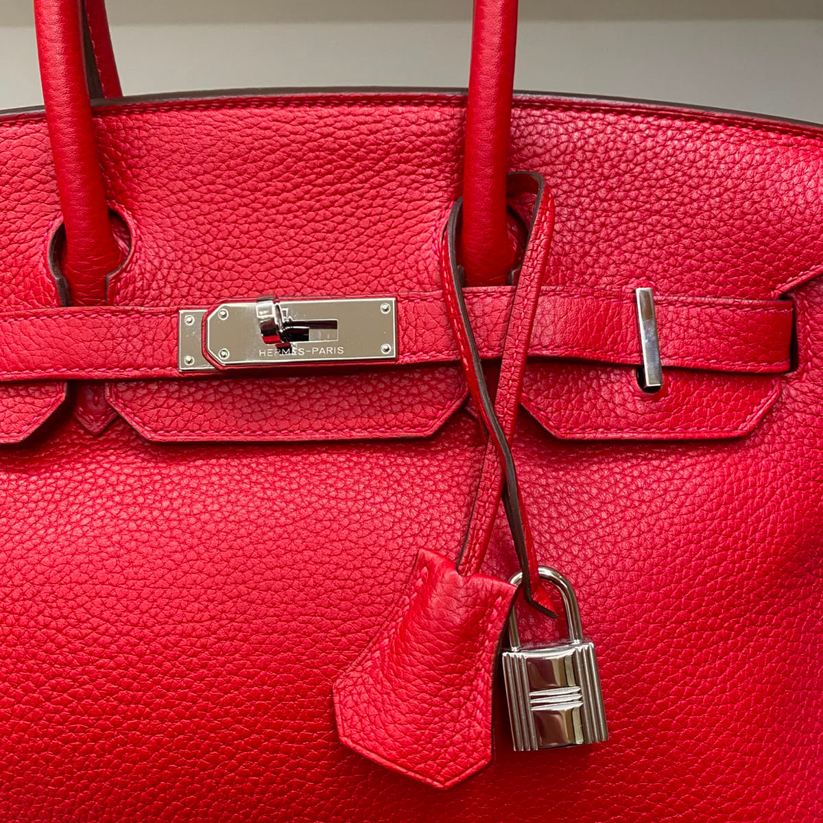Bolsa Hermes Birkin Vermelha Ferragem Palladium 30