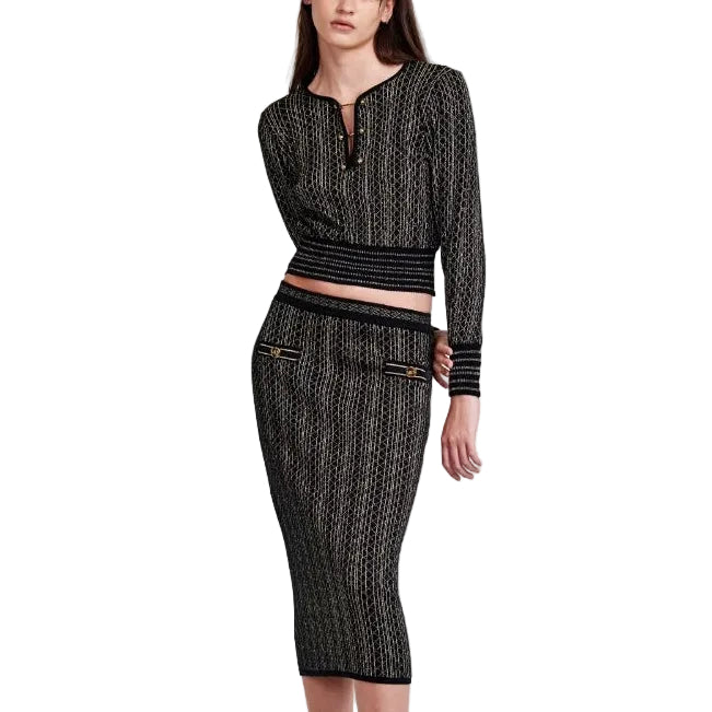 Conjunto Chanel Paris-31 Rue Cambon Preto e Dourado Tam 34 Br