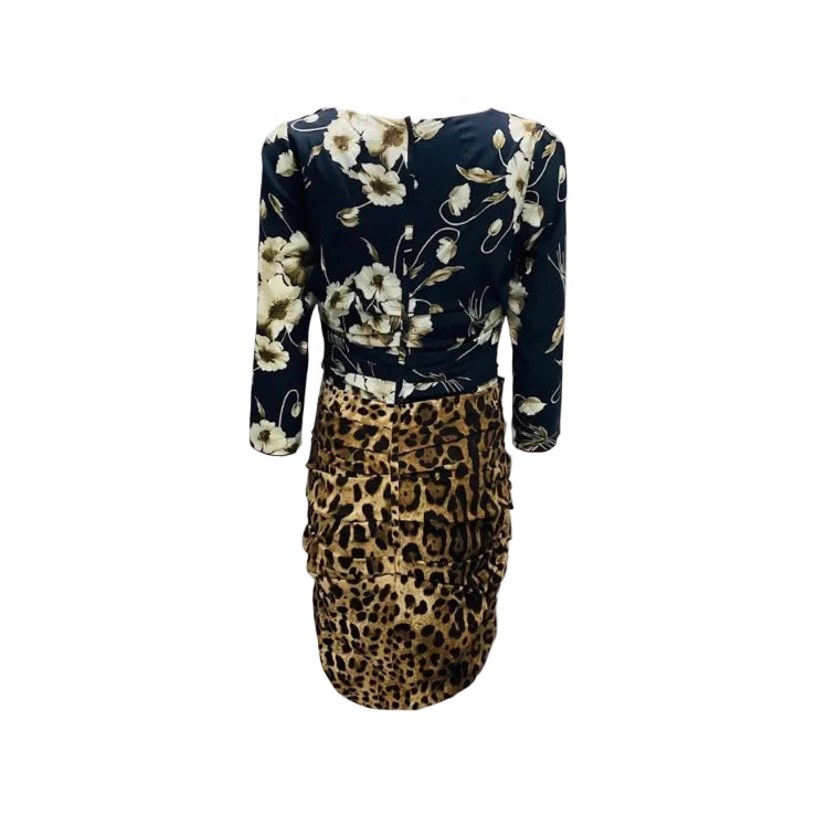 Vestido Dolce&Gabbana Azul e Animal Print Tam 38 Br