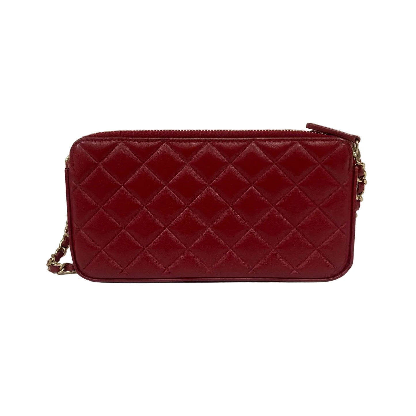 Bolsa Chanel Double Zip Wallet on Chain Vinho