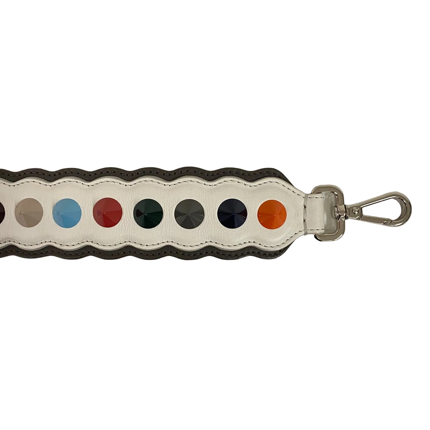 Alça Fendi Branca Com Spikes Coloridos
