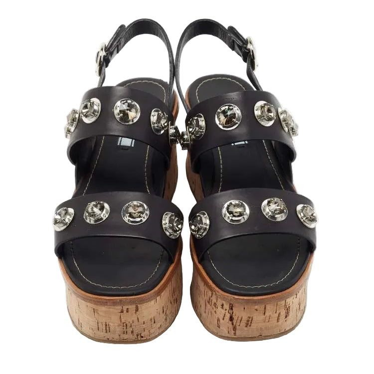 Sandalia Prada Cortiça Preto Tam 36 Br