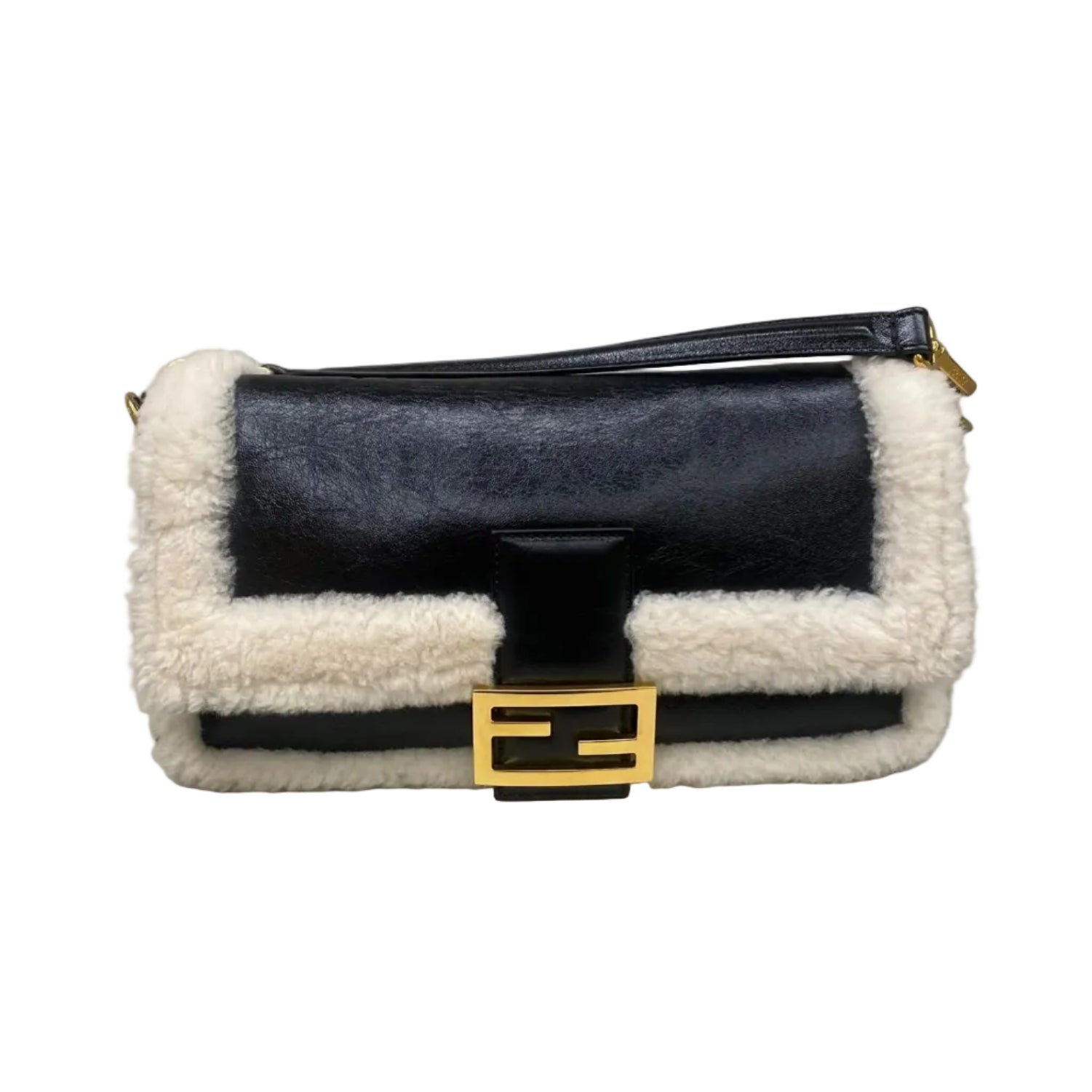 Bolsas . Bolsa Fendi Baguette Pelinho Couro Preto