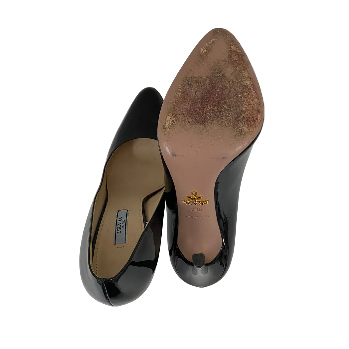 Sapato Prada Salto Preto Vinil Tam 36,5 BR