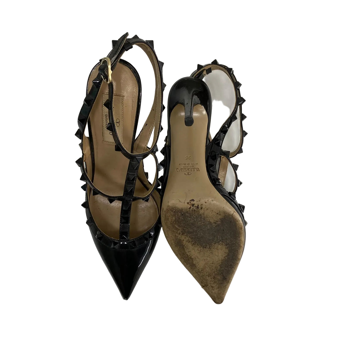 Scarpin Valentino Couro Envernizado Preta Tam 36 BR