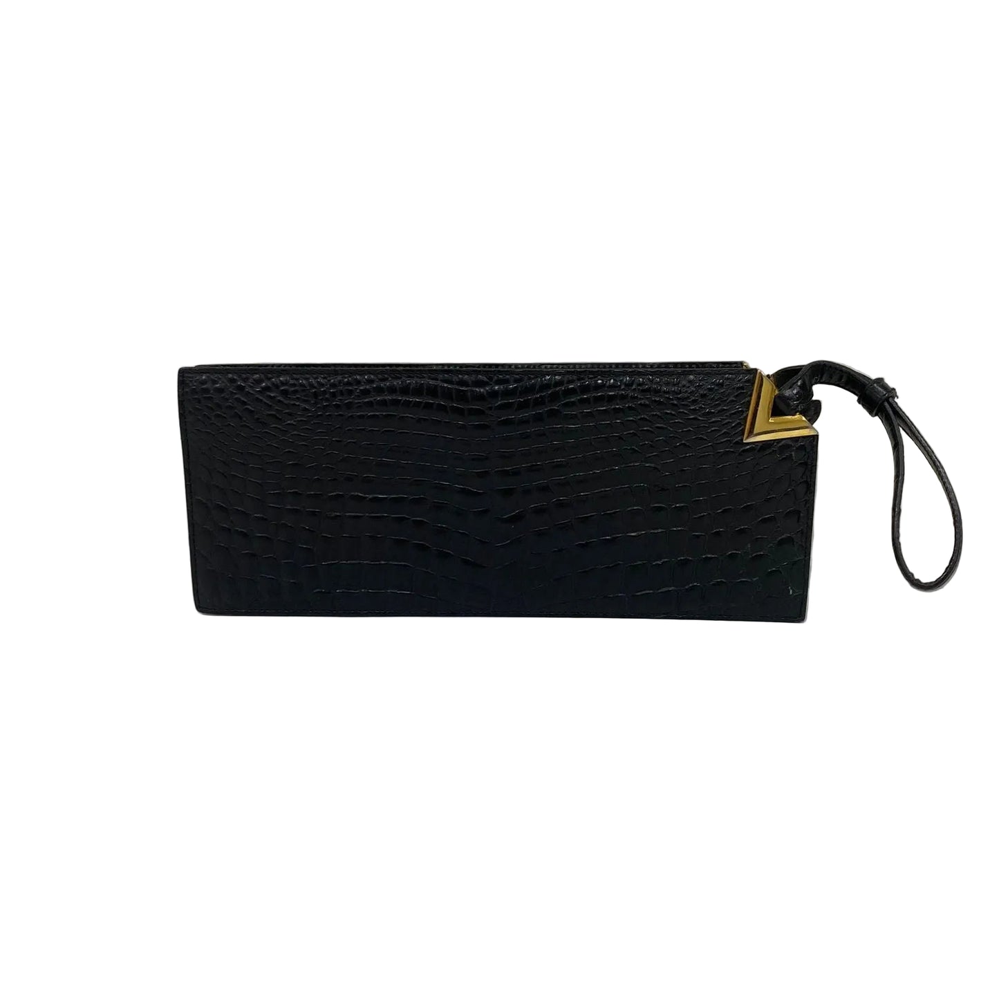 Clutch Valentino Couro Croco Preta