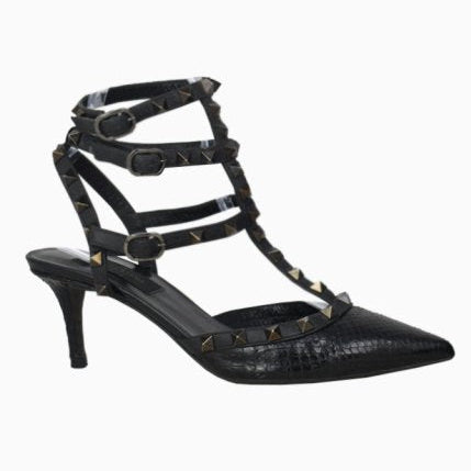 Scarpin Valentino Couro de Cobra Preto 34,5 Br