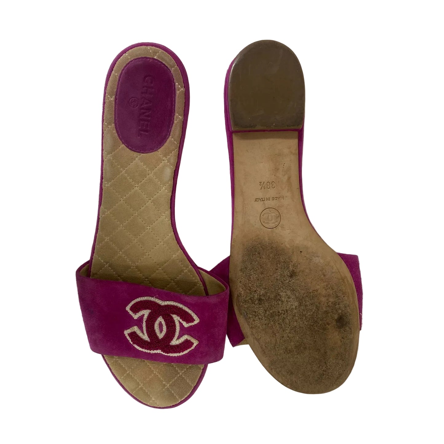 Rasteira Chanel Suede Rosa Tam 36,5 BR