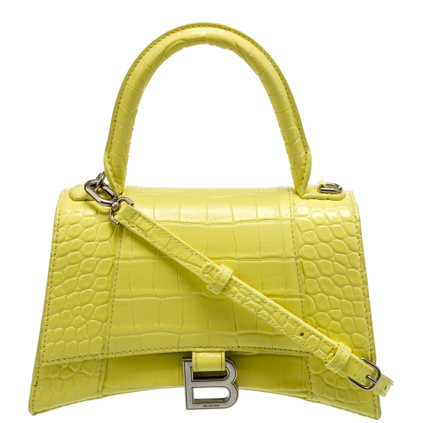 Bolsa Balenciaga Hourglass Small croc-effect leather