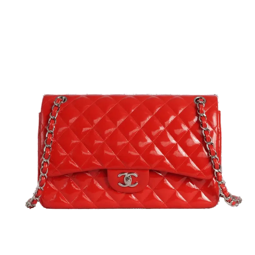Bolsa Chanel Classic Vermelha Ferragem Prata