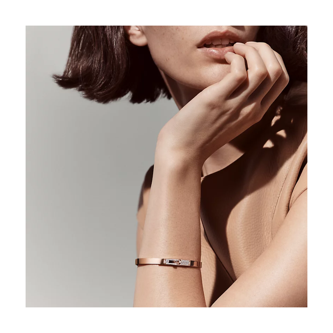 Bracelete Hermes Kelly Diamond Rose