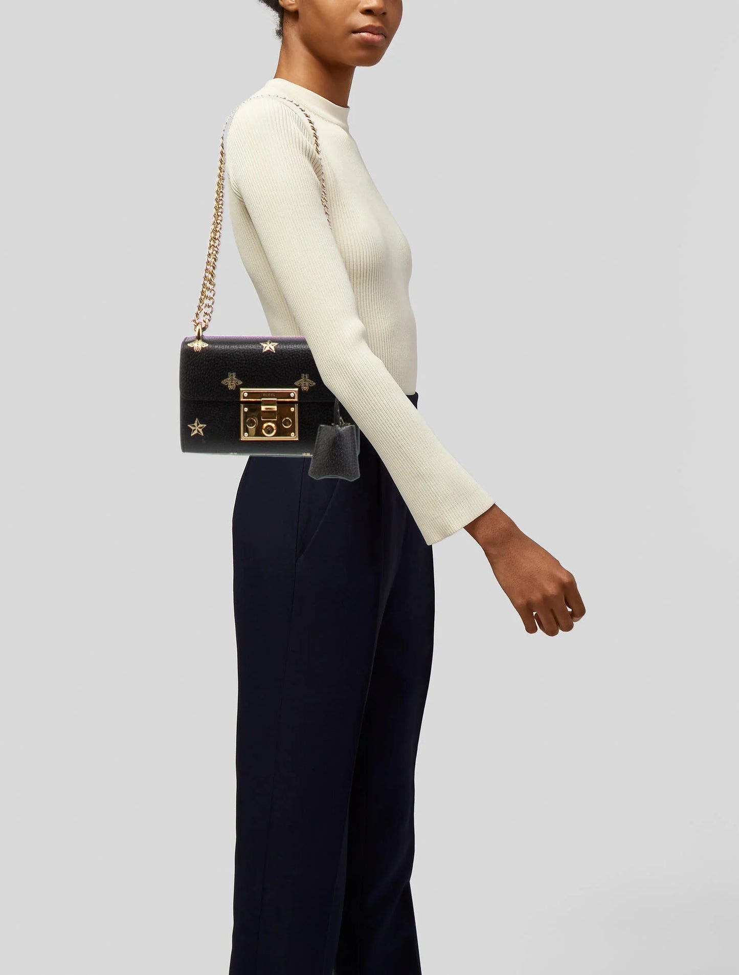 Bolsa Gucci Padlock Studded Preta