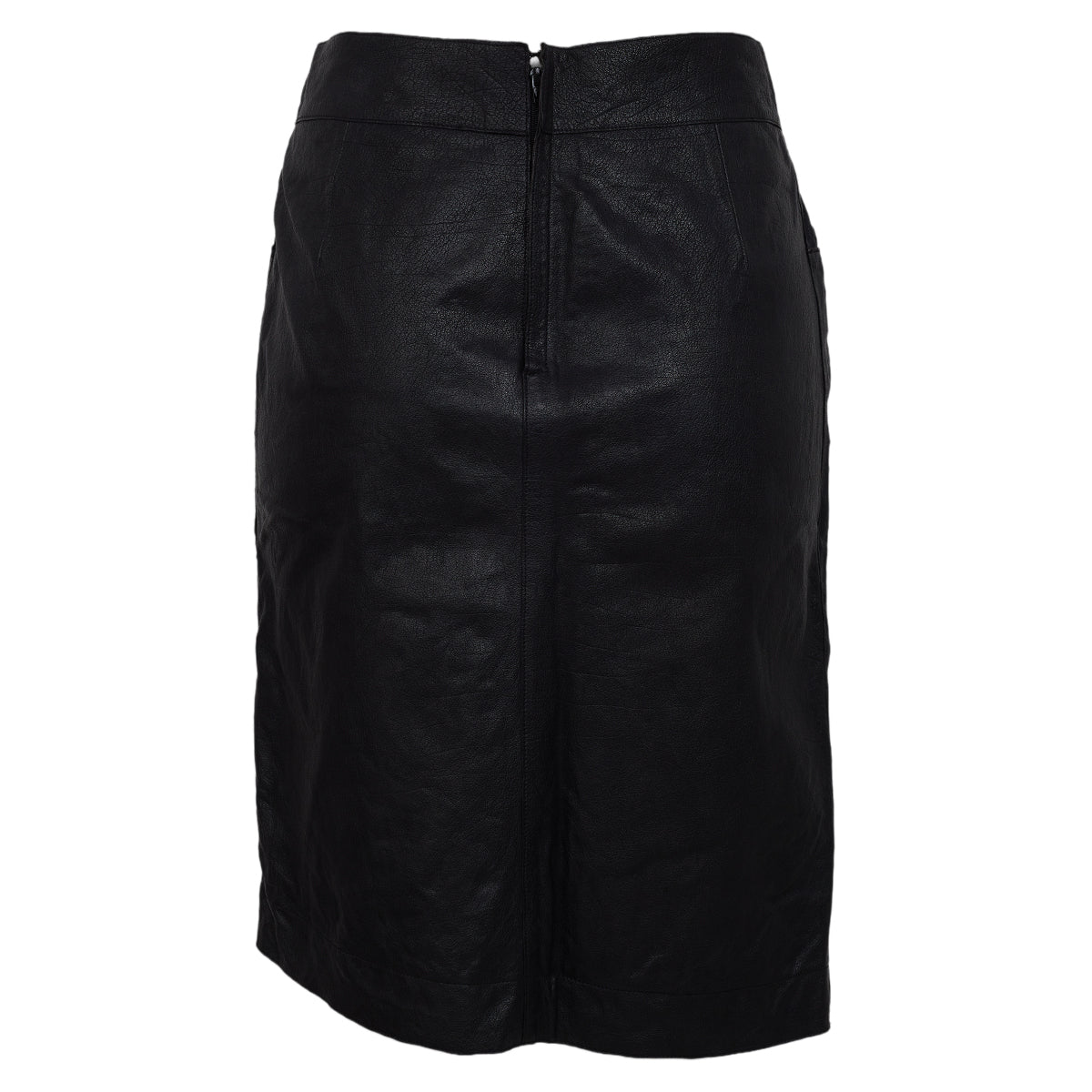 Saia Chanel Média Couro Preto Tam 36 Br