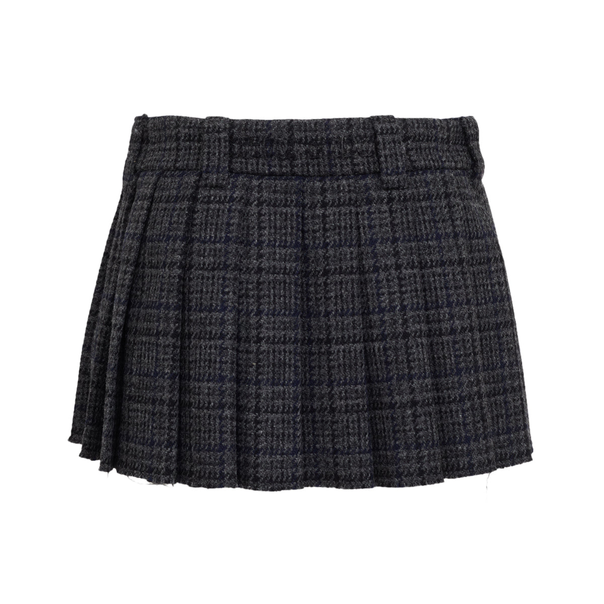 Saia Miu Miu Xadrez Tweed Azul Escuro Tam 36 Br