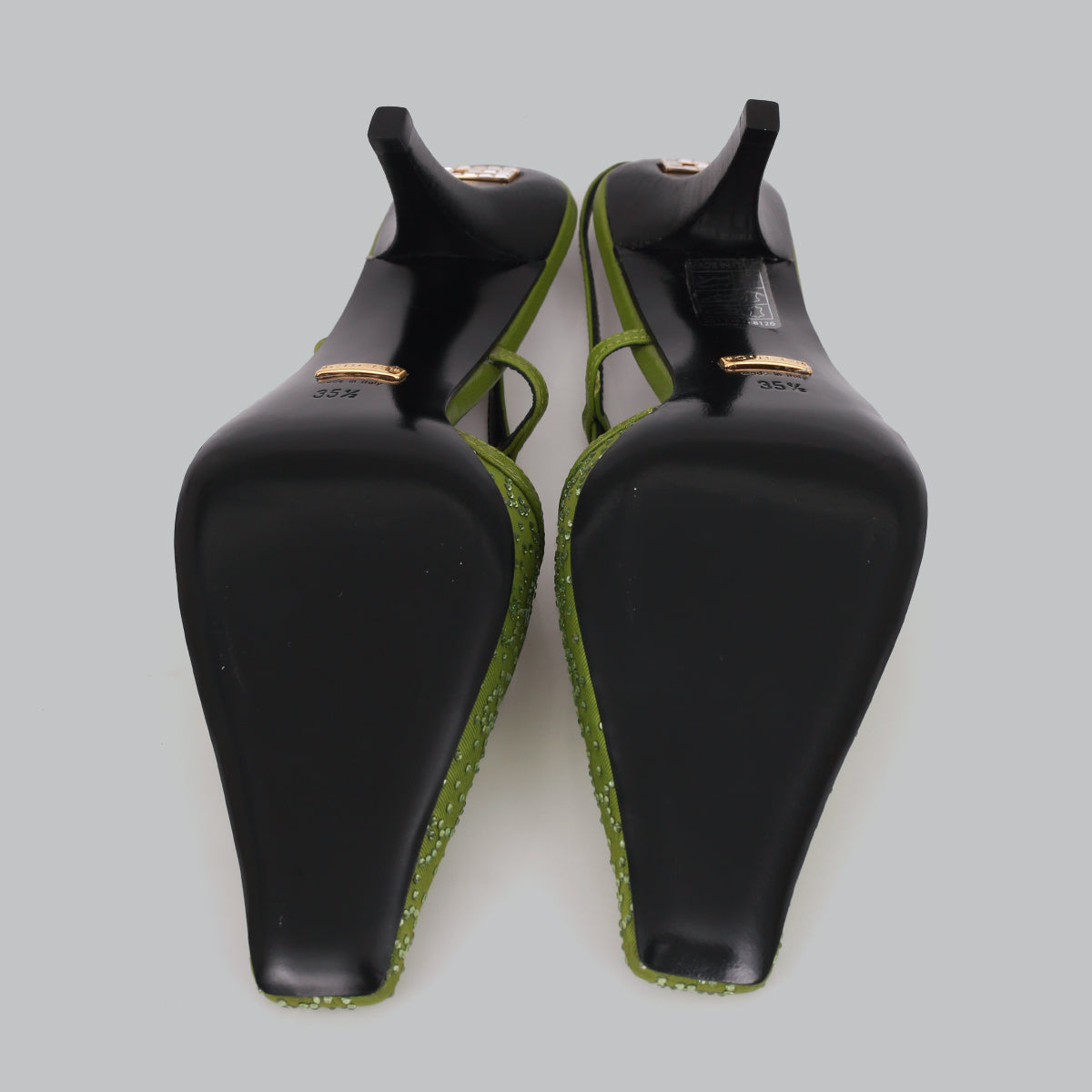 Scarpin Gucci GG Crystal Verde Pistache Tam. 33,5 Br