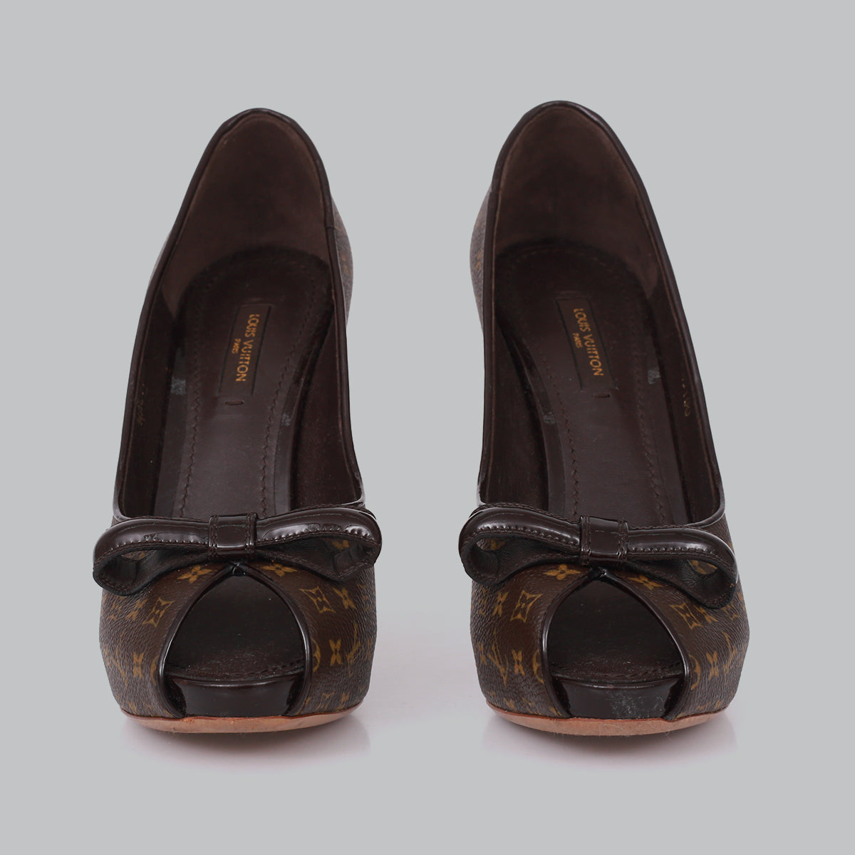 Sapato Peep Toe Louis Vuitton Damier Ebene TAM. 35 BR