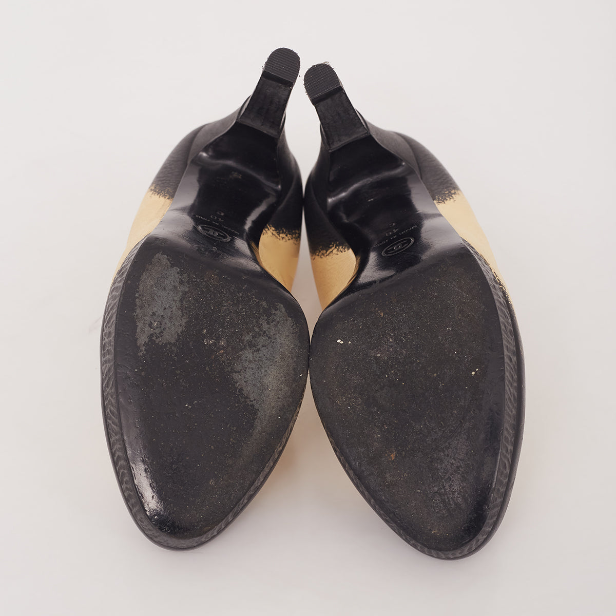 Sapato Chanel Off-white e Preto TAM. 38 BR