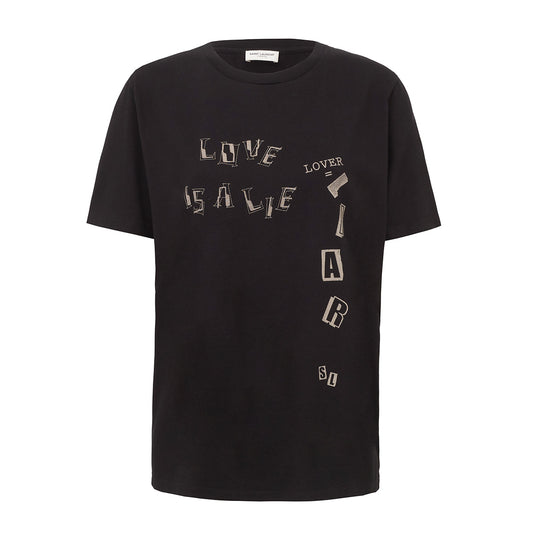 Camiseta Saint Laurent Preta com Escritos TAM. P BR