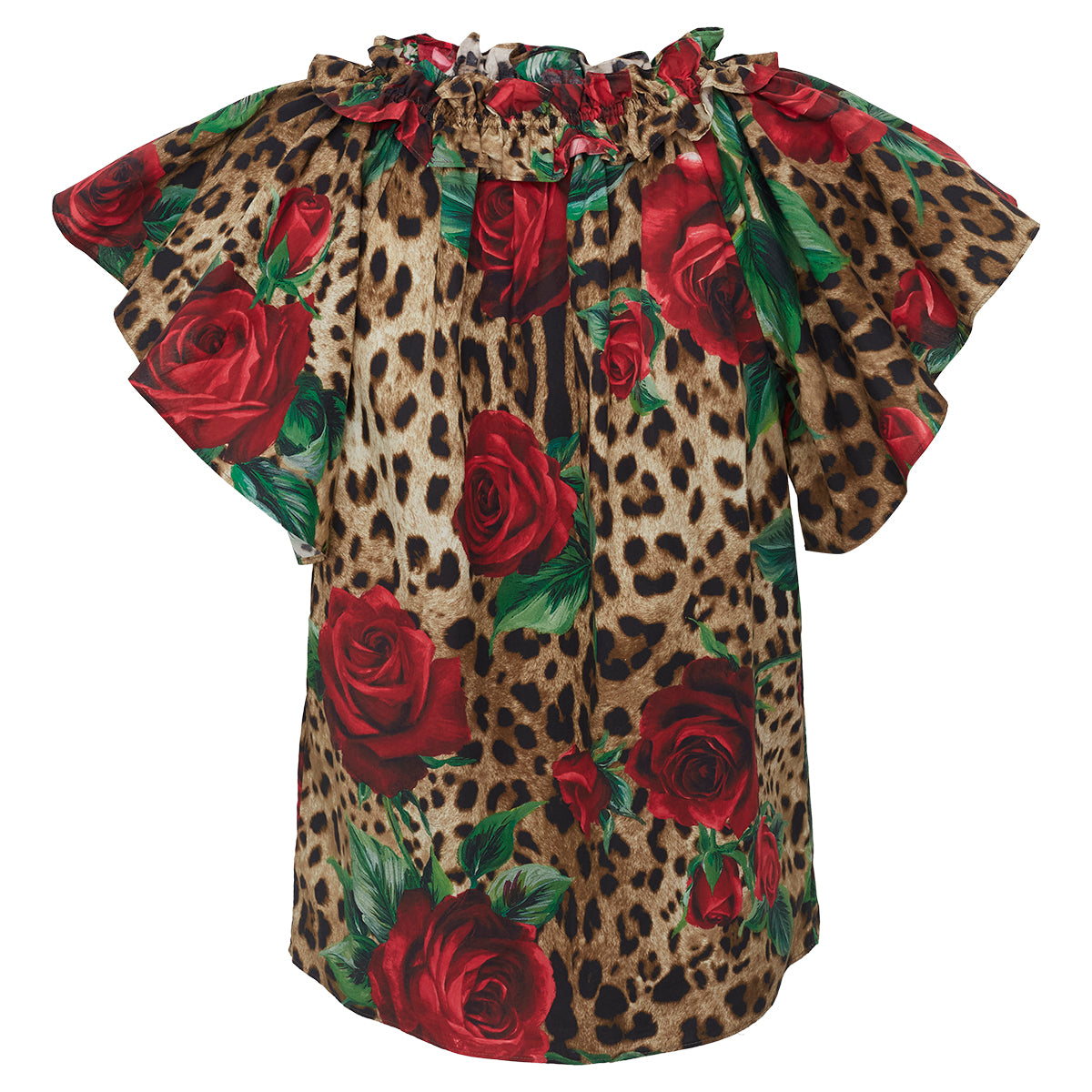 Blusa Dolce & Gabbana Animal Print com Rosas Infantil Tam. 12 Br
