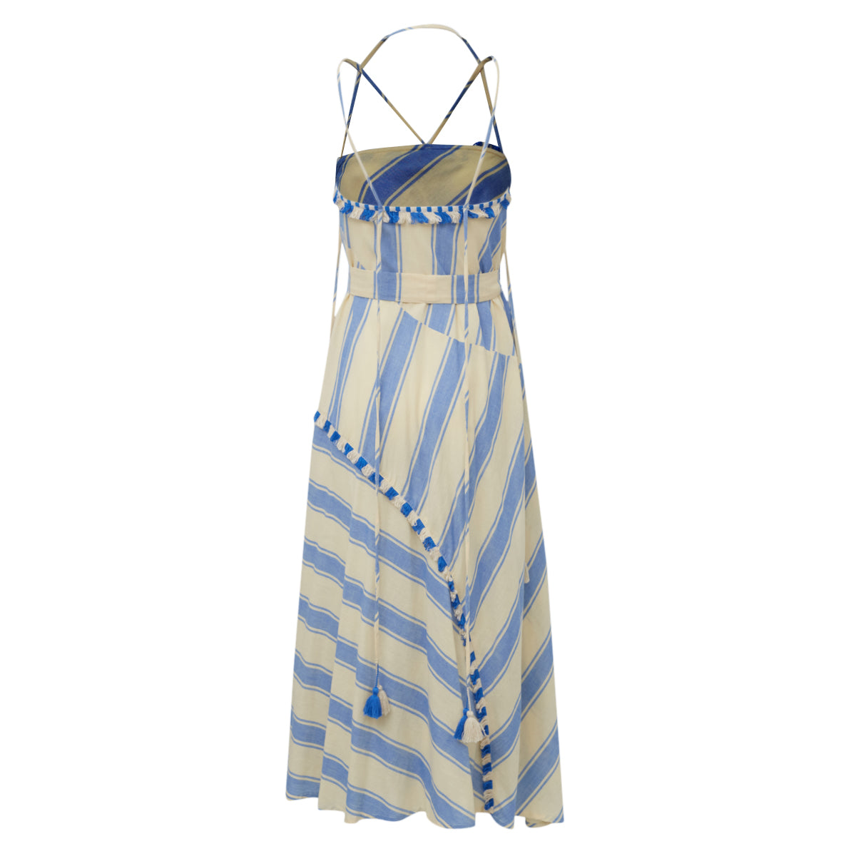 Vestido Dodo Baror Bege e Azul Listrado