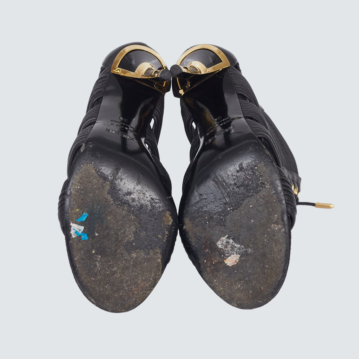 Sandália Balmain Preto e Dourado Tam 34 Br