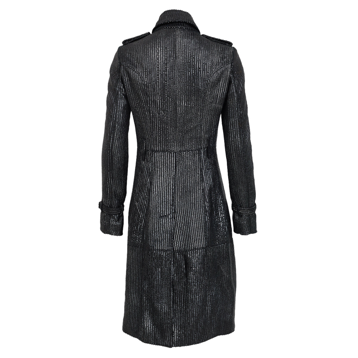 Casaco Sobretudo Burberry Couro Preto Tam 38 Br