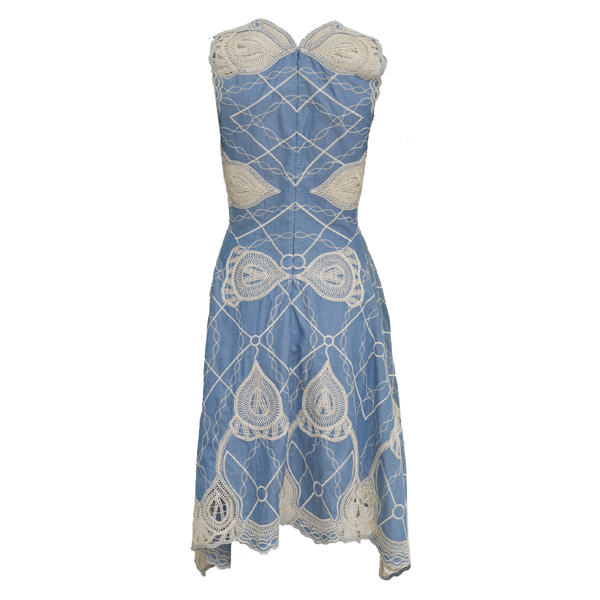 Vestido Jonathan Simkhai Azul Renda Branca Tam 36 Br
