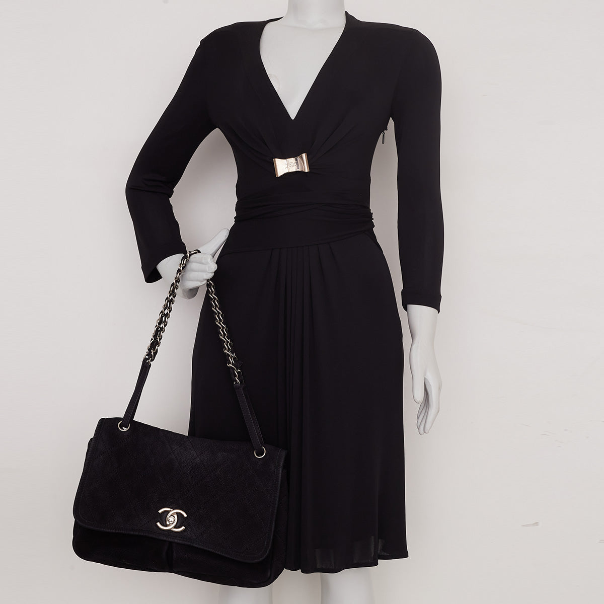 Bolsa Chanel Classic Single Flap Suede Preta