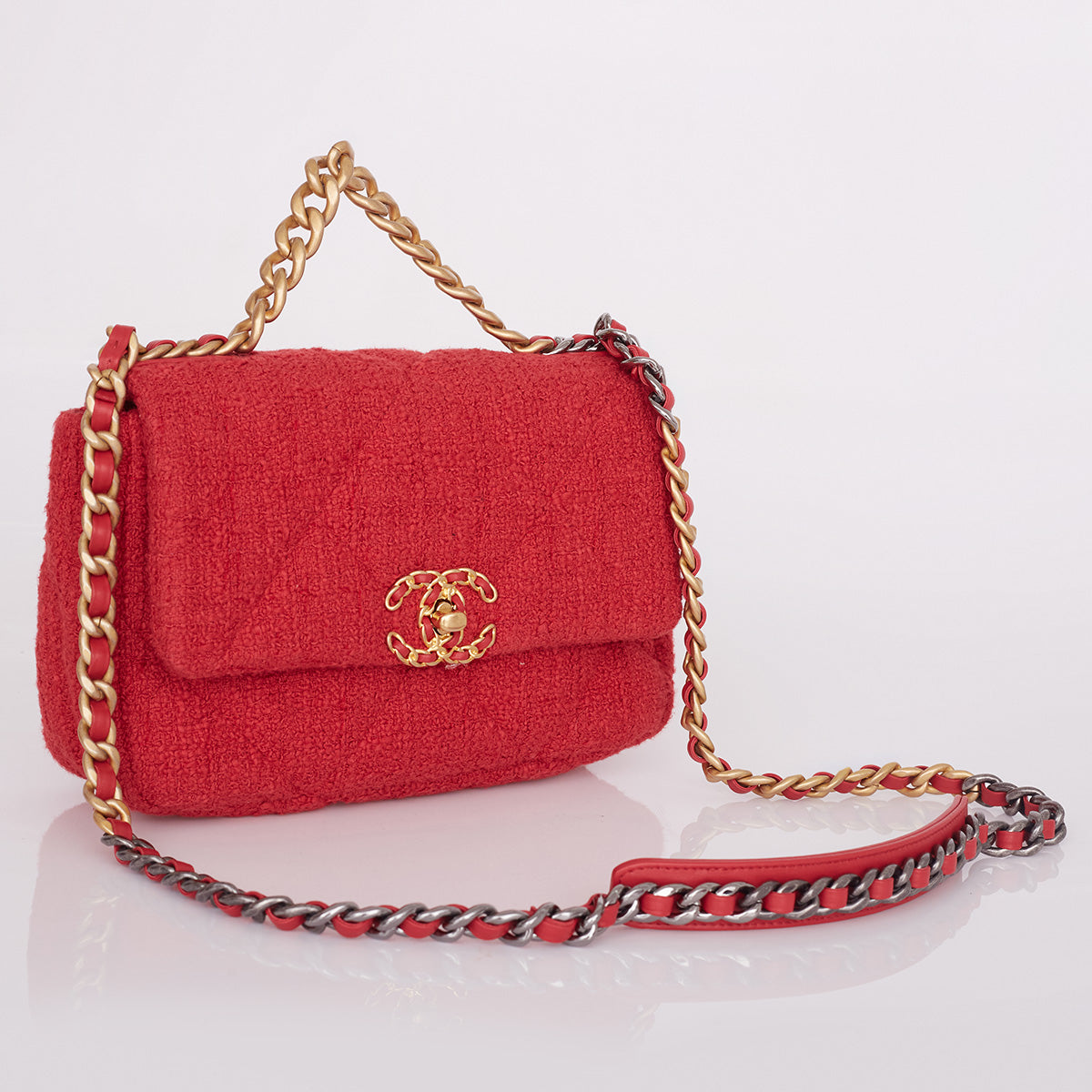 Bolsa Chanel 19 Vermelha Tweed