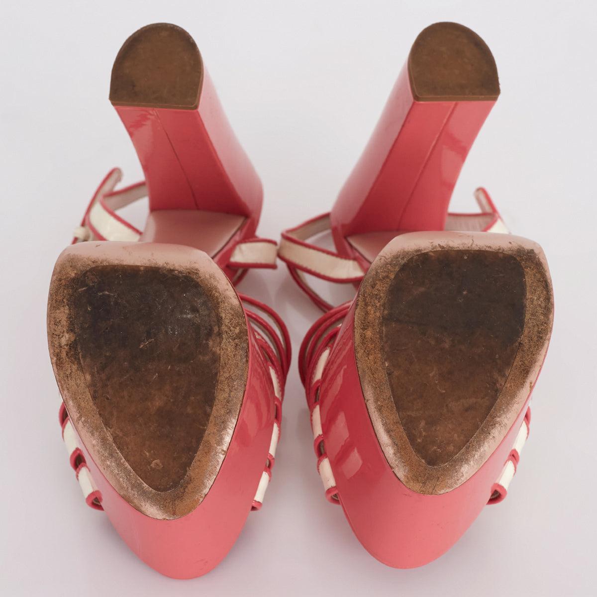 Sandália Prada Plataforma Rosa e Off White Tam. 35 Br