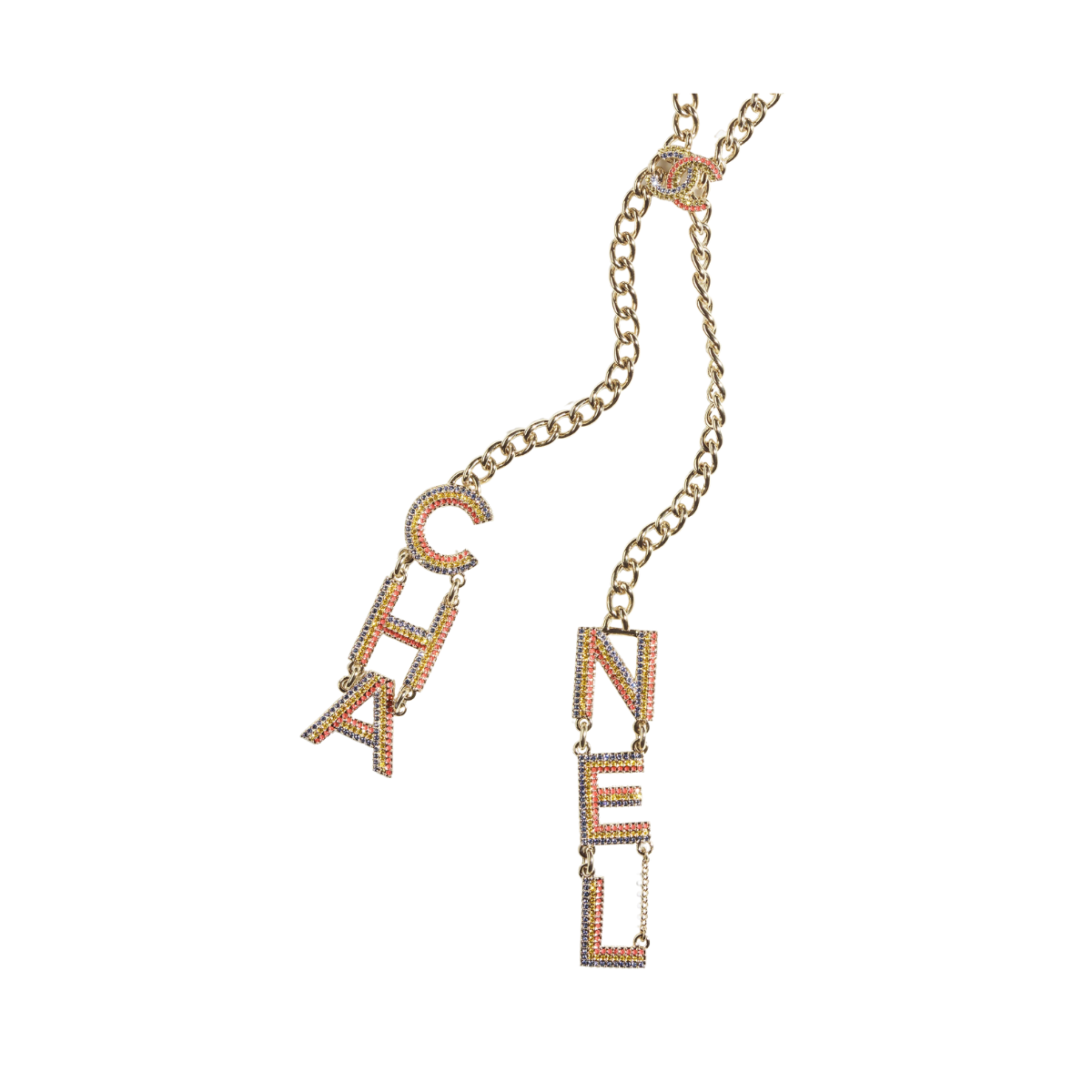 Colar Chanel Cristais Colorido